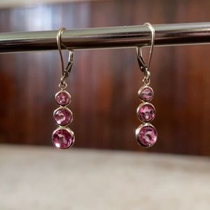 10K Gold Pink Tourmaline Earrings